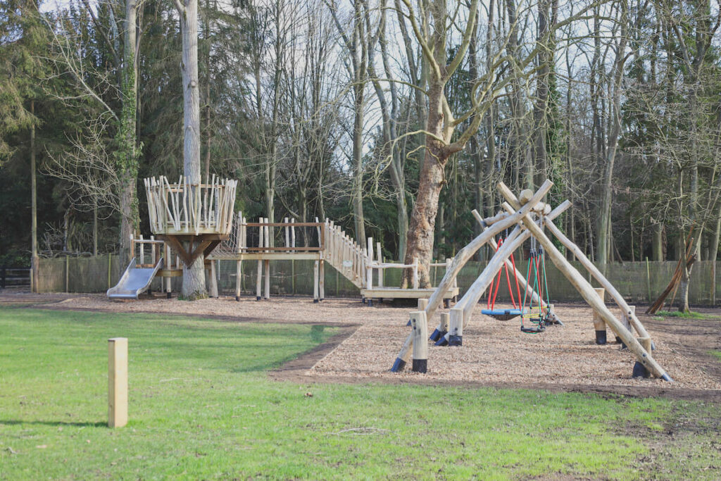 Side view of the chestnut swings in the phase two play at Audley End Miniature railway by CAP.Co