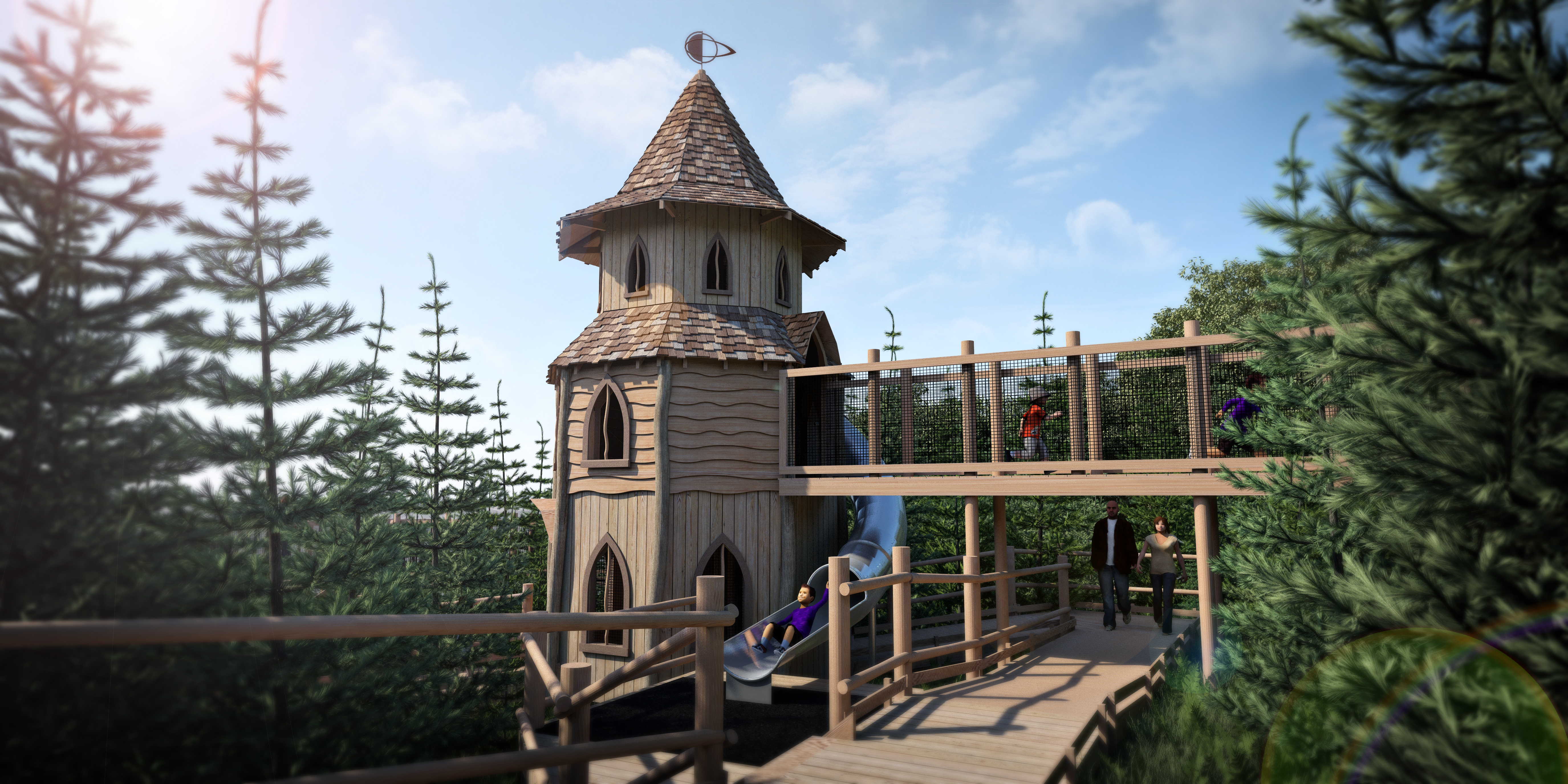 Alternative CGI of the slide exit at Plotters Forest Adventure Play by CAP.Co