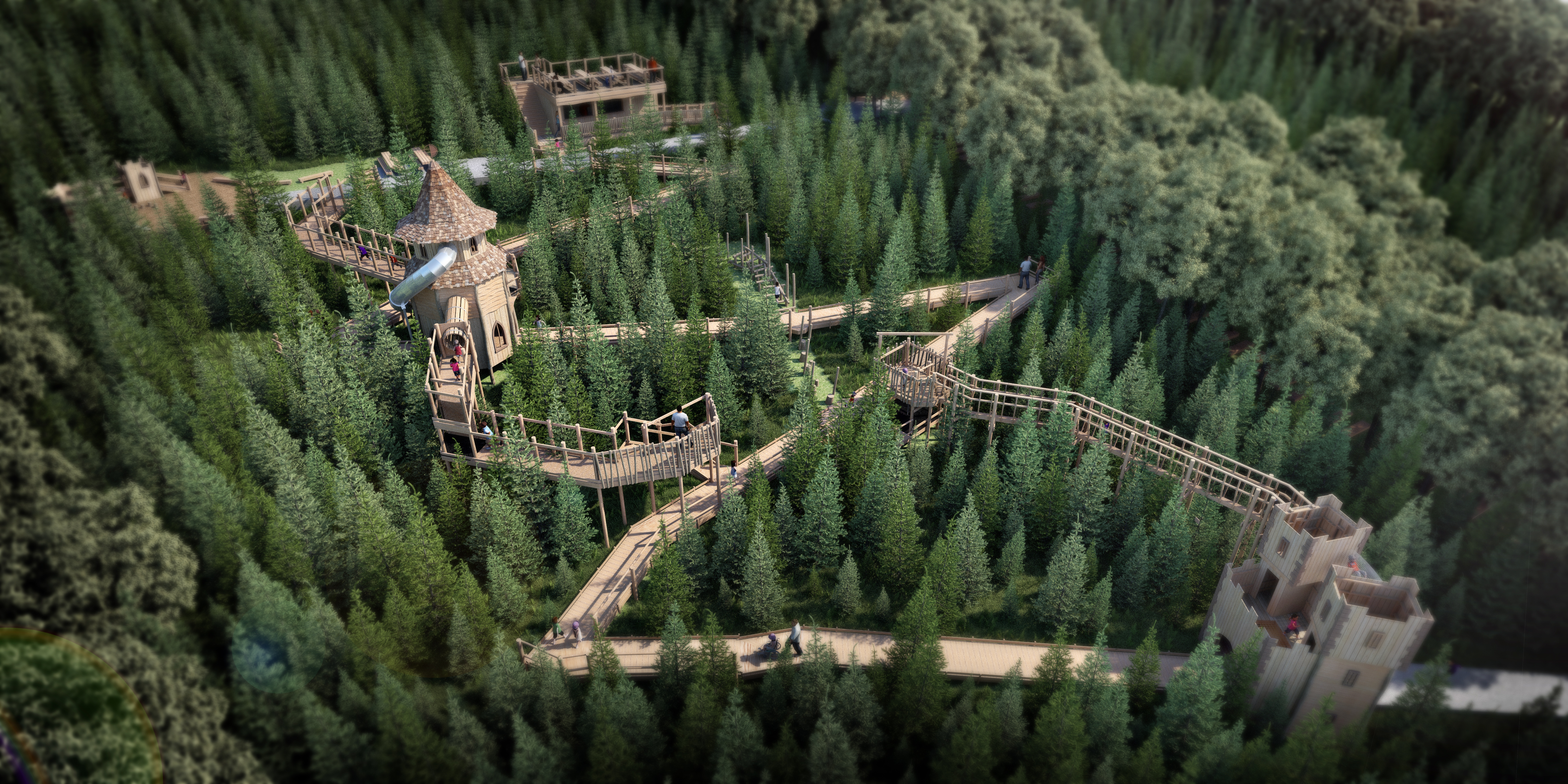 Overview CGI of the Plotters Forest Adventure Play at Raby Castle by CAP.Co
