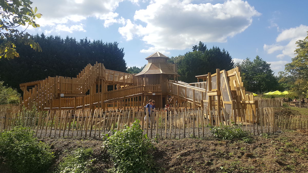 view across Chobham Adventure Farm Park adventure play
