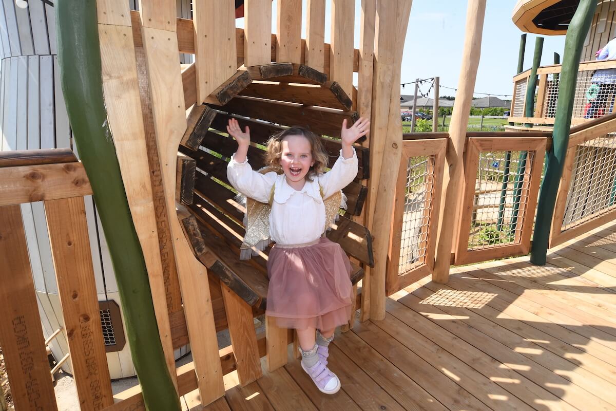 Playing in the Fairy Dell adventure play by CAP.Co at Fairytale Farm