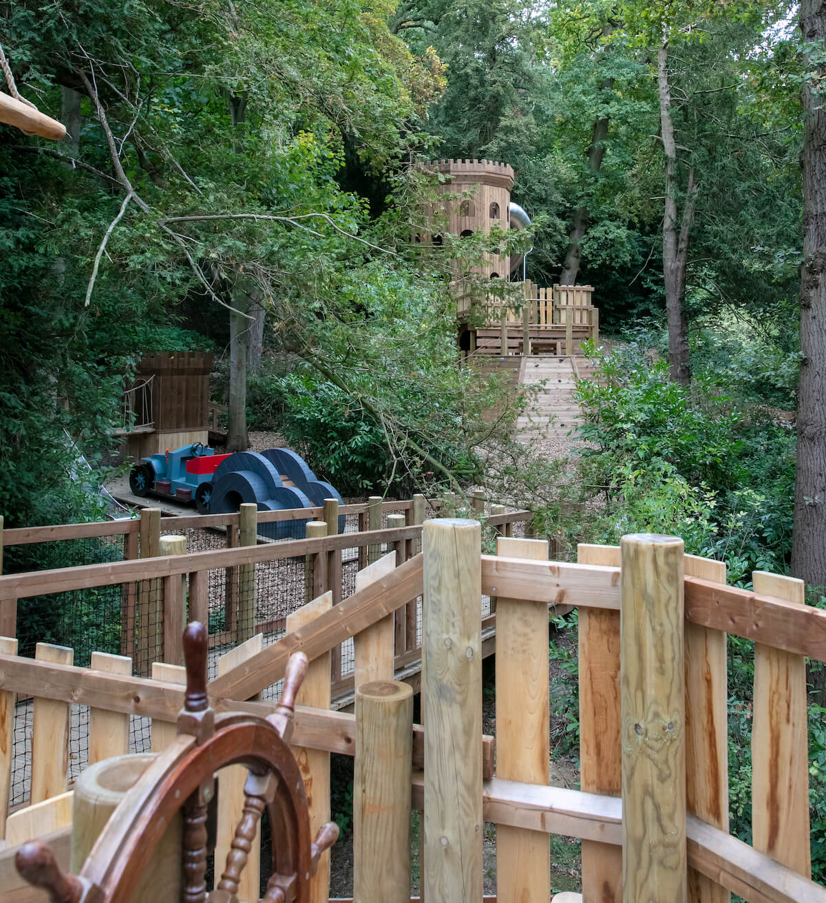View from HMS Resolution to the Castle Tower Maze at Belvoir Castle Adventure Play by CAP.Co