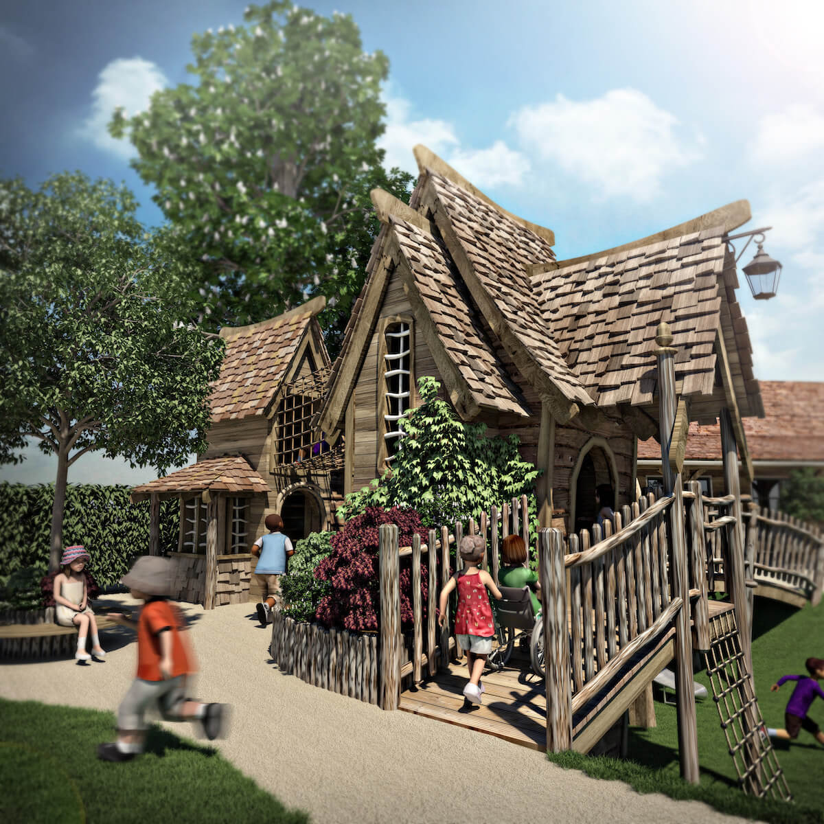 CGI of Courtyard Adventure Play at Windsor Great Park