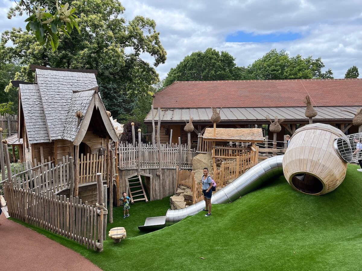 Looking down into the dip at the Courtyard Play for Toddlers at Windsor Great Park
