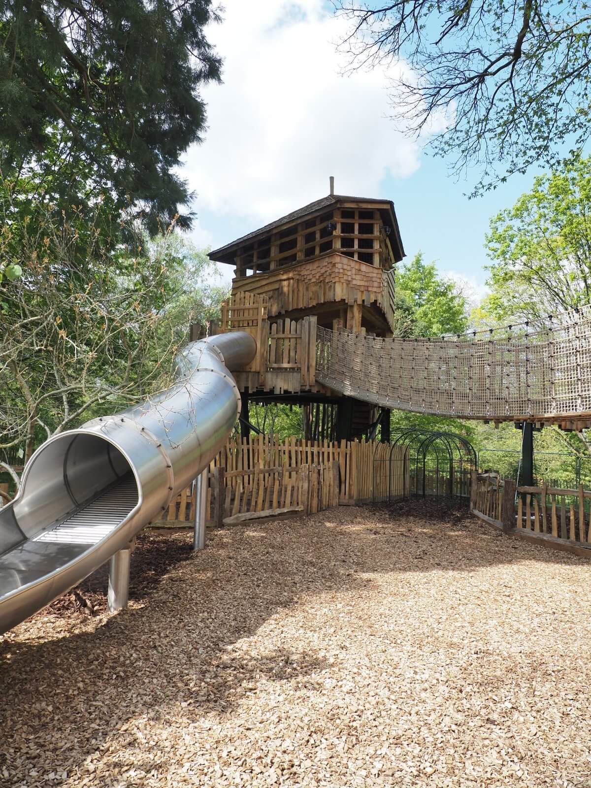 The Roller Slide at the far end of the adventure play within Windsor Great Park