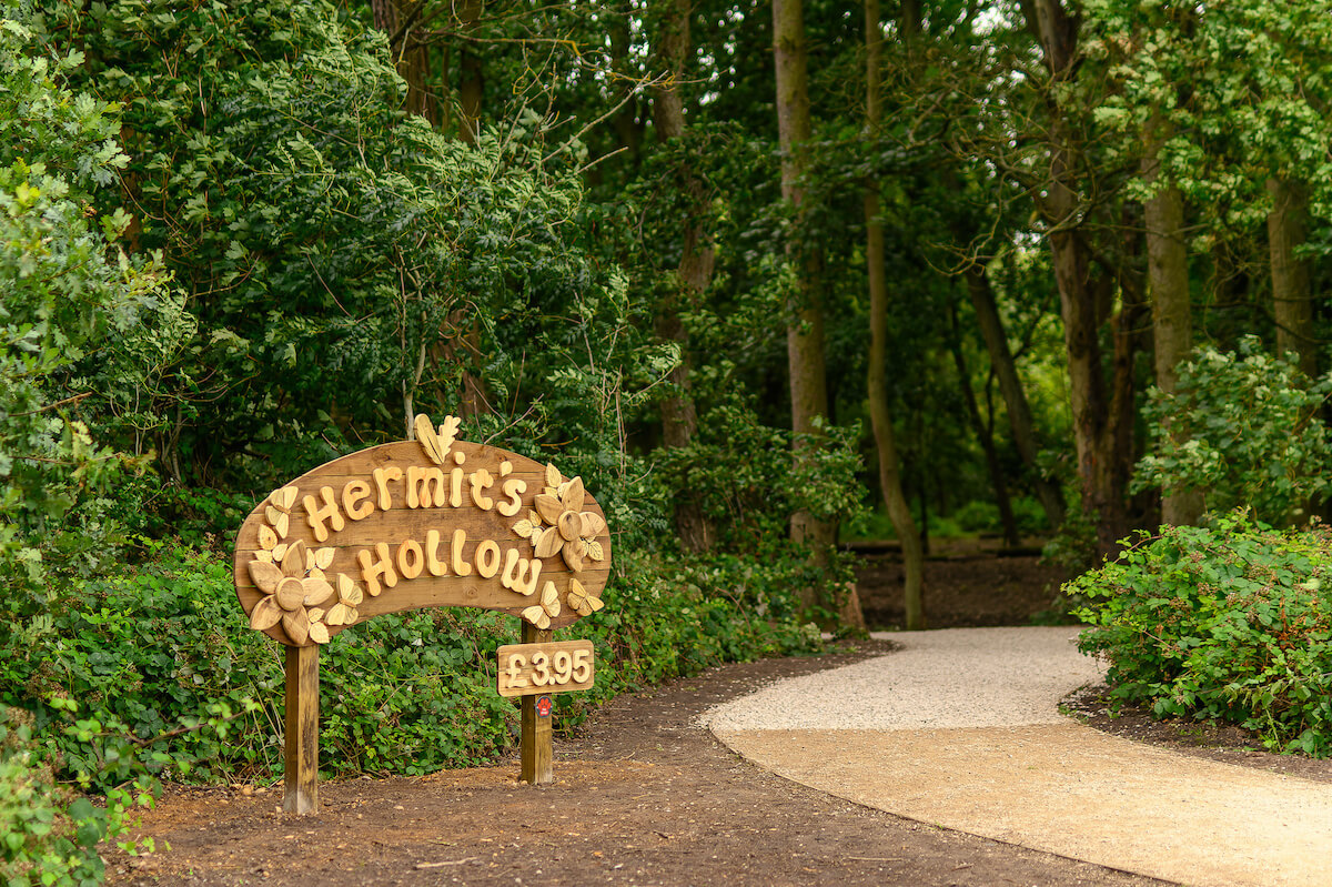 The entrance to the Hermits Hollow at Coombe Country Park with Adventure play by CAP.Co