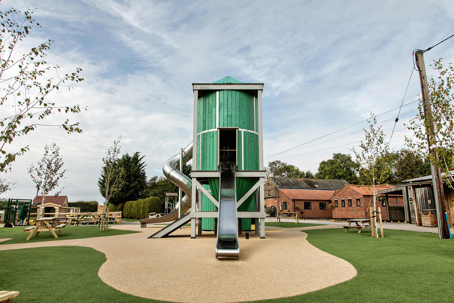 CAPCO design and built playground at Rand Farm Park architectural shot of slide