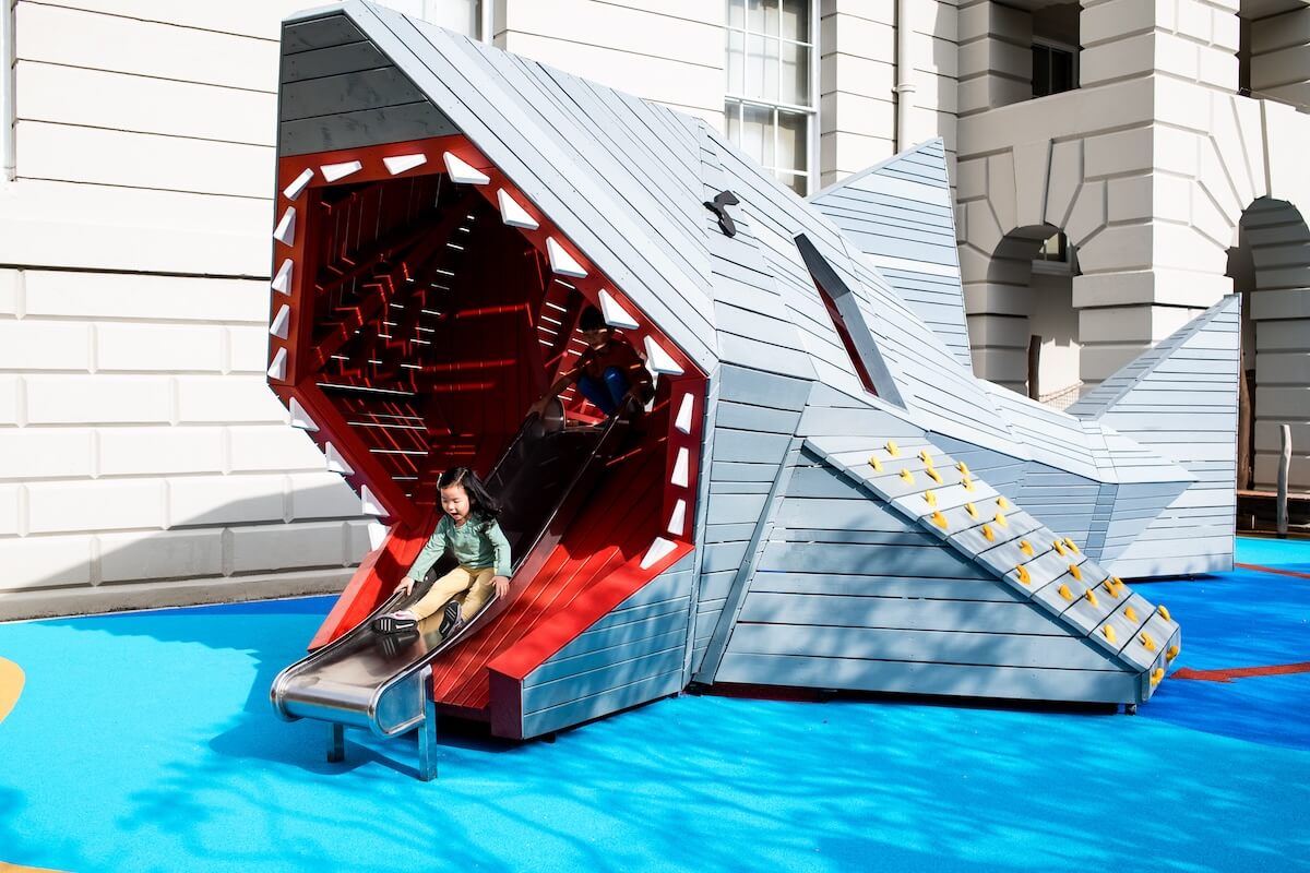 The zippy slide in the Cutty Shark at The Cove at the National Maritime Museum Inclusive play by CAP.Co