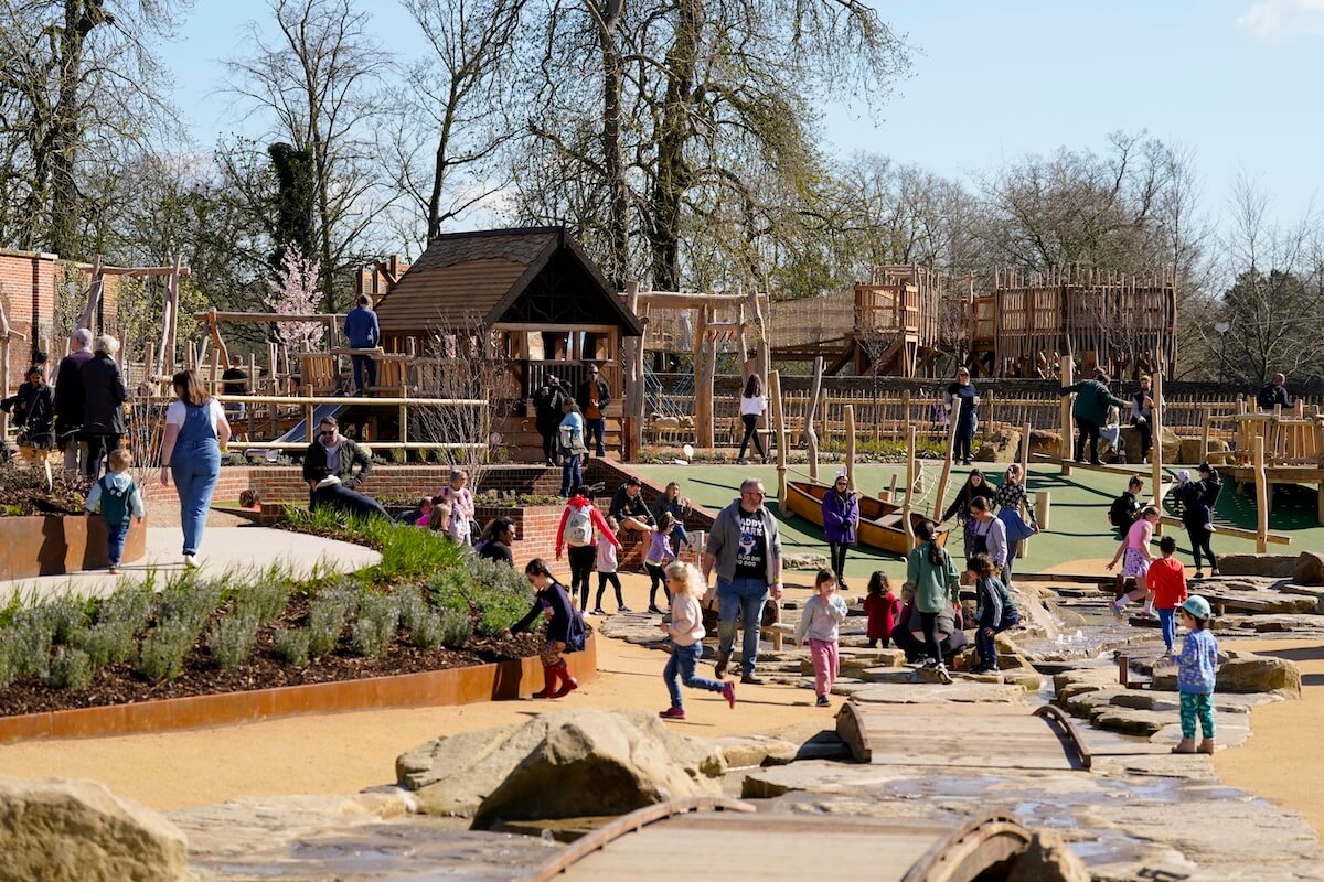 Wide view of the toddler play at The Lost Garden within Blenheim Palace Adventure Play by CAP.Co