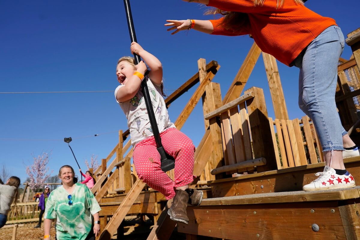 Zip wire play at The Lost Garden within Blenheim Palace Adventure Play by CAP.Co