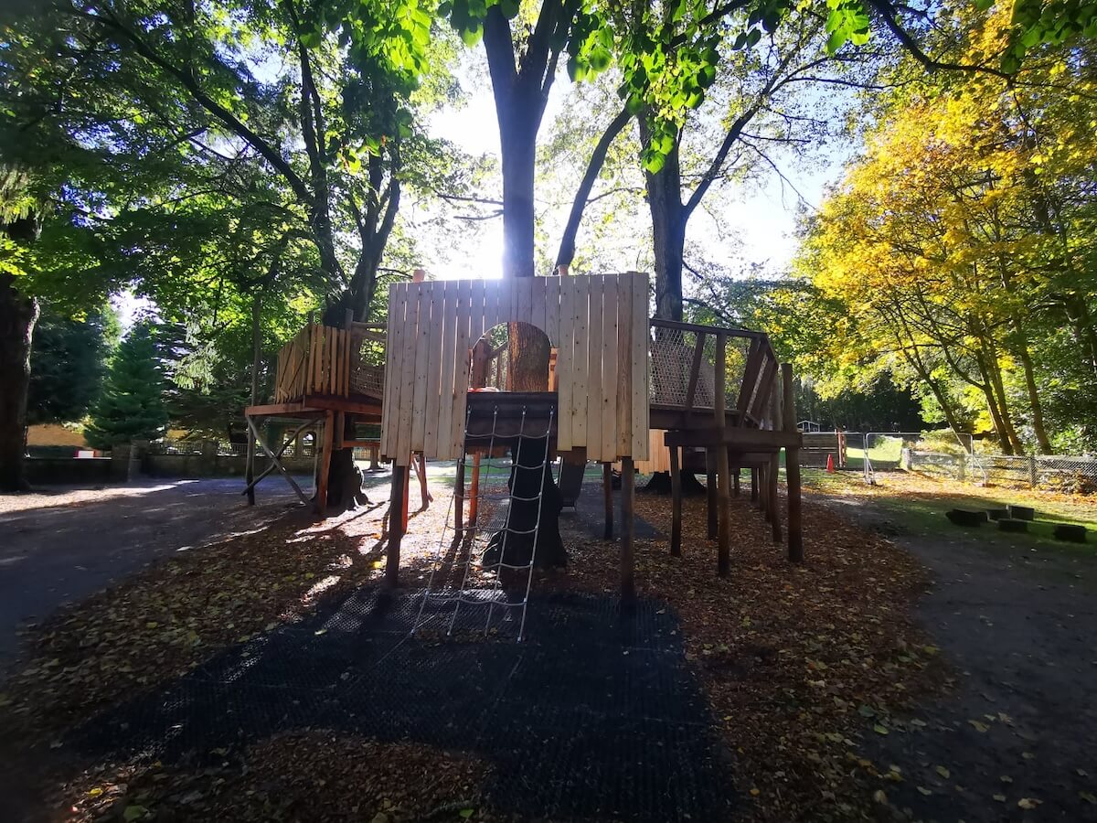 Dappled sunlight at the adventure play for Barrow Hills School by CAP.Co