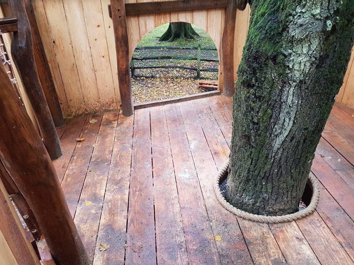 Tree and slide detail at the adventure play for Barrow Hills School by CAP.Co