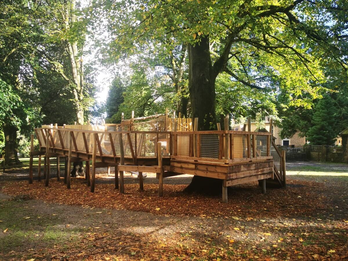 Wide view of the adventure play for Barrow Hills School by CAP.Co