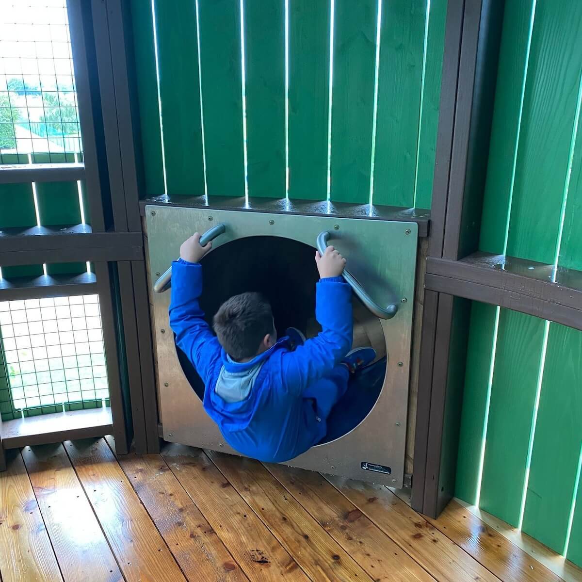 The big curly adventure slide inside the silo play at Rand Farm park by CAP.Co