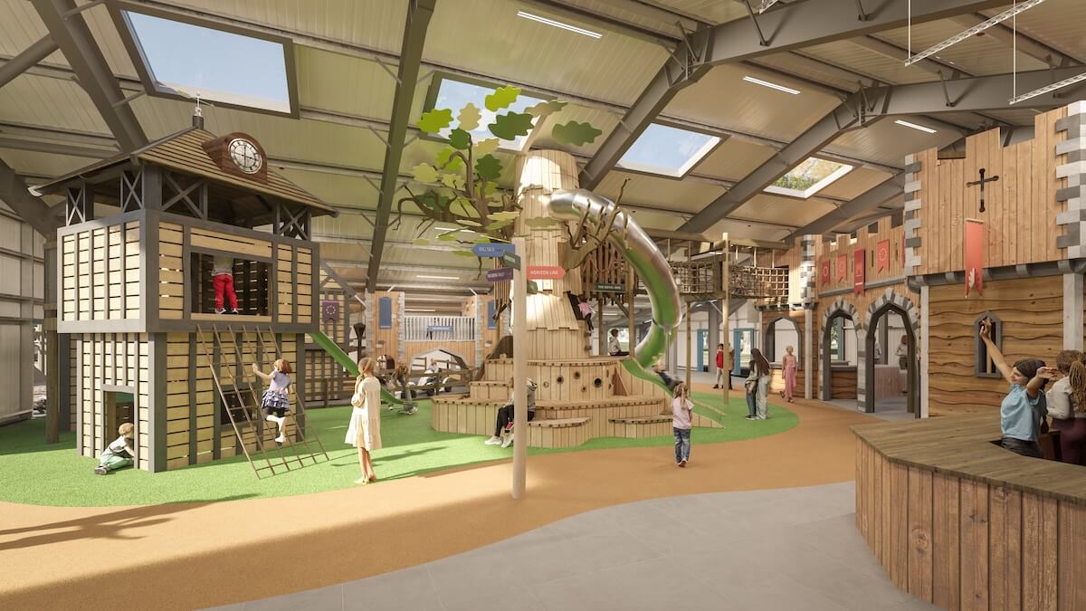 CGI of the main indoor play at the Hockerhill Adventure Playbarn indoor and outdoor play in Staffordshire by CAP.CO