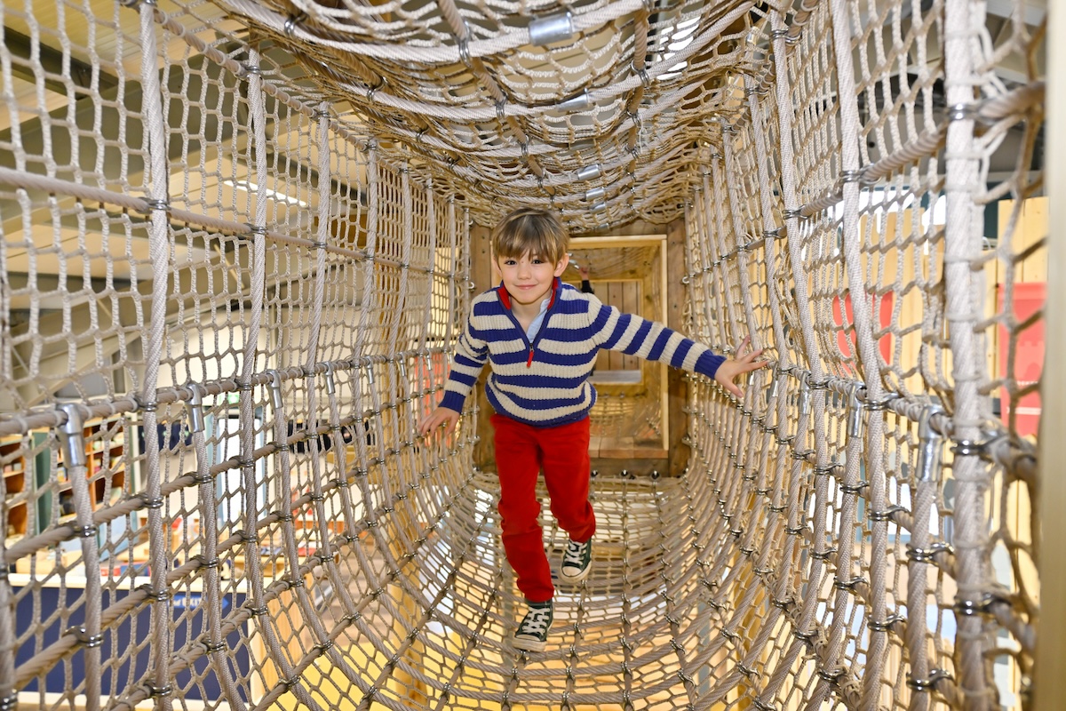 High level climb net at Hockerhill Adventure Playbarn indoor and outdoor play in Staffordshire by CAP.CO