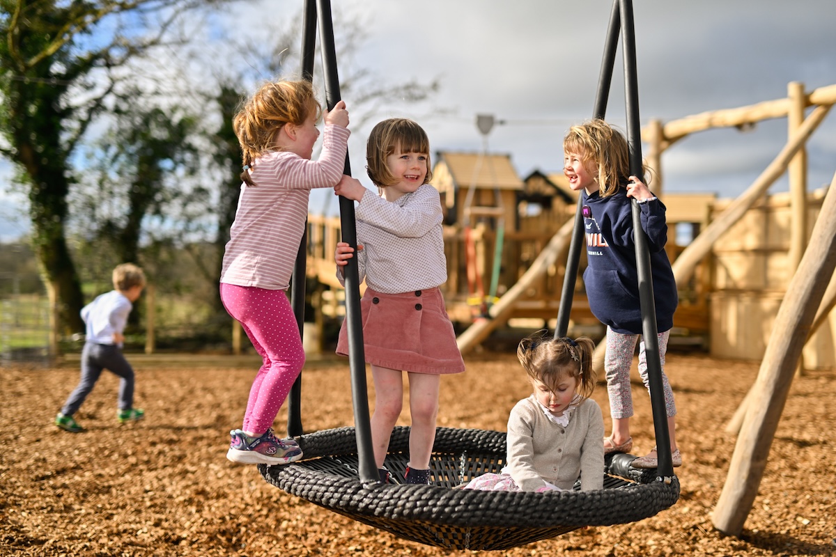 Nest swing for enjoying together at Hockerhill Adventure Playbarn indoor and outdoor play in Staffordshire by CAP.CO