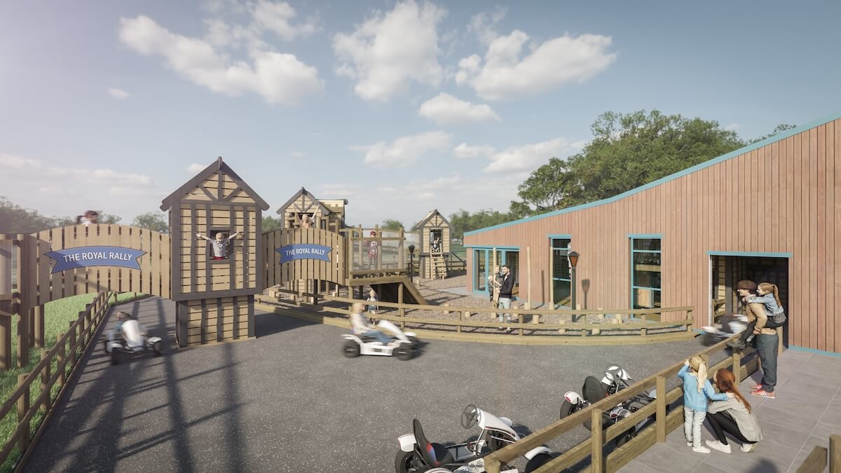 The outdoor cart track CGI at Hockerhill Adventure Playbarn indoor and outdoor play in Staffordshire by CAP.CO