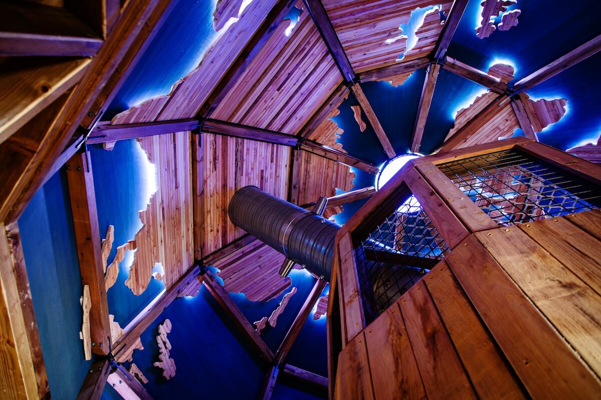 Inside the lookout tower at Parc Sainte Croix Neos Homestead by CAP.CO Photography by Kev Foster
