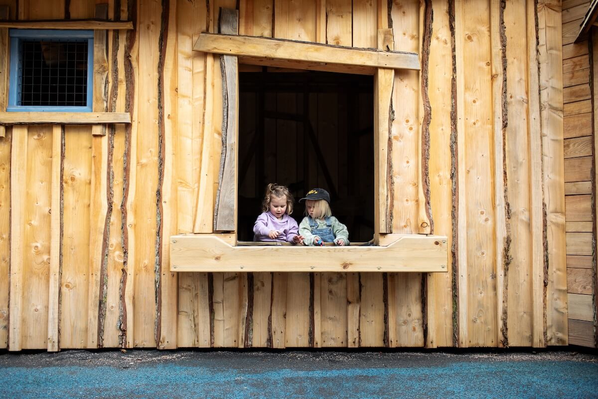 Playing together in the sand at Neos Homestead at Parc Sainte Croix with adventure play by CAP.CO Photography by Kev Foster