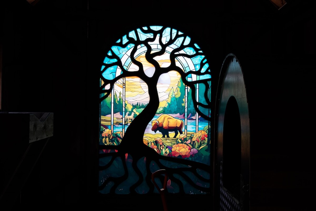 Stained Glass at Parc Sainte Croix Neos Homestead by CAP.CO Photography by Kev Foster