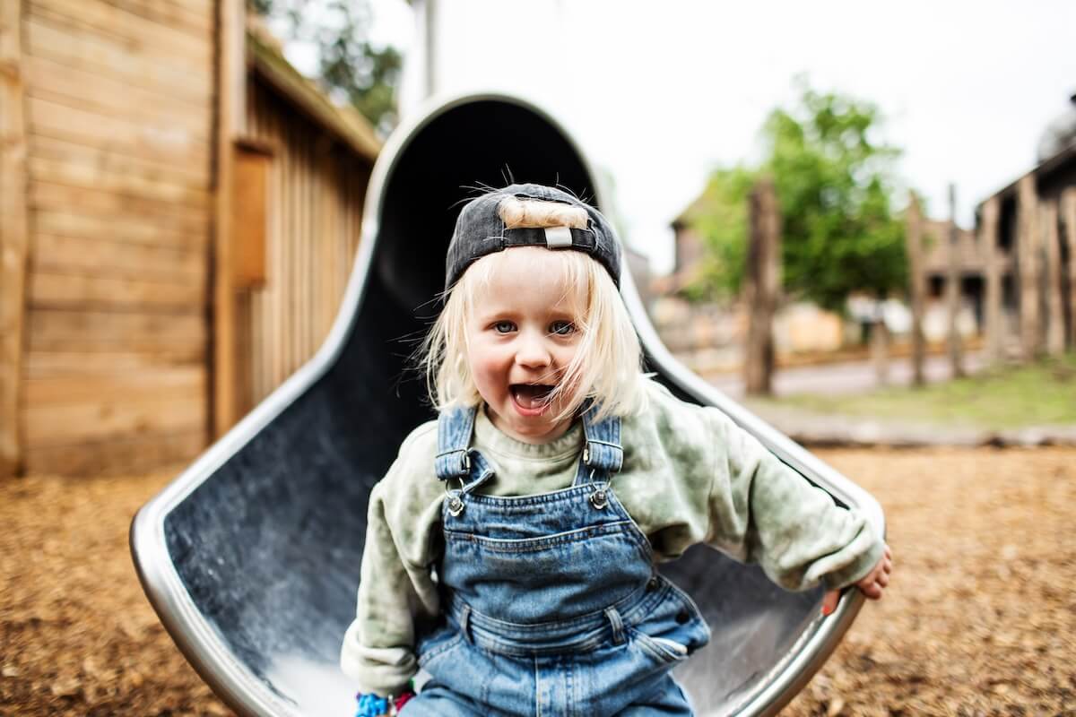 The bottom of the slide at Neos Homestead at Parc Sainte Croix with adventure play by CAP.CO Photography by Kev Foster
