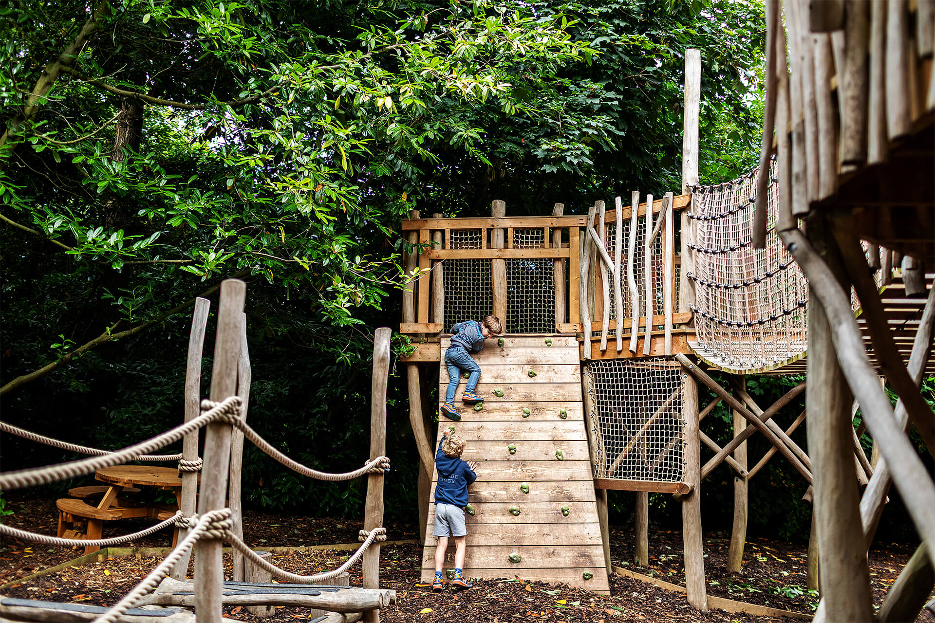 Can you climb up into the Hide and Secrets adventure play at Burghley House by CAP.CO with photography by Kev Foster