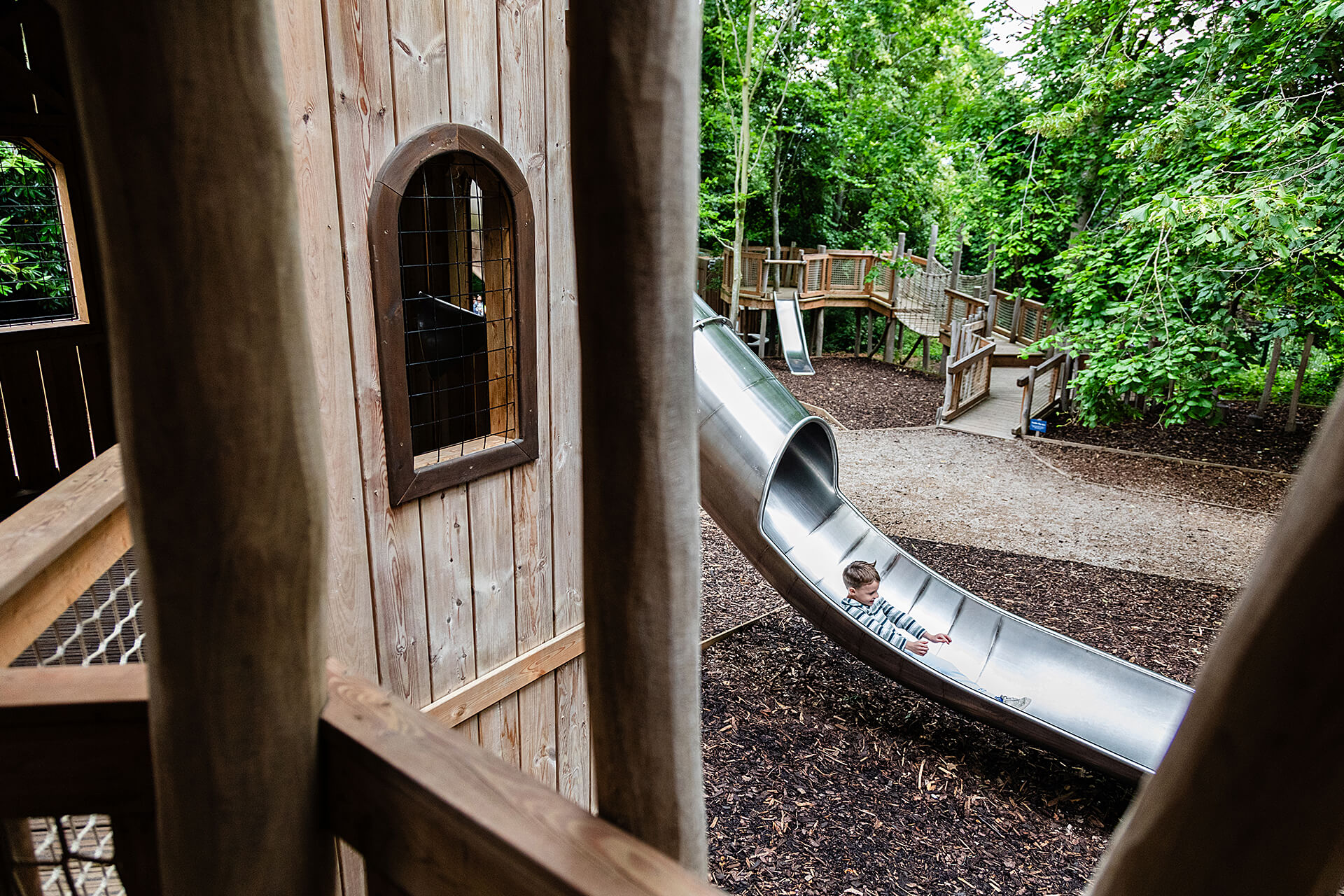 The lookout post within Hide and Secrets adventure play at Burghley House by CAP.CO with photography by Kev Foster
