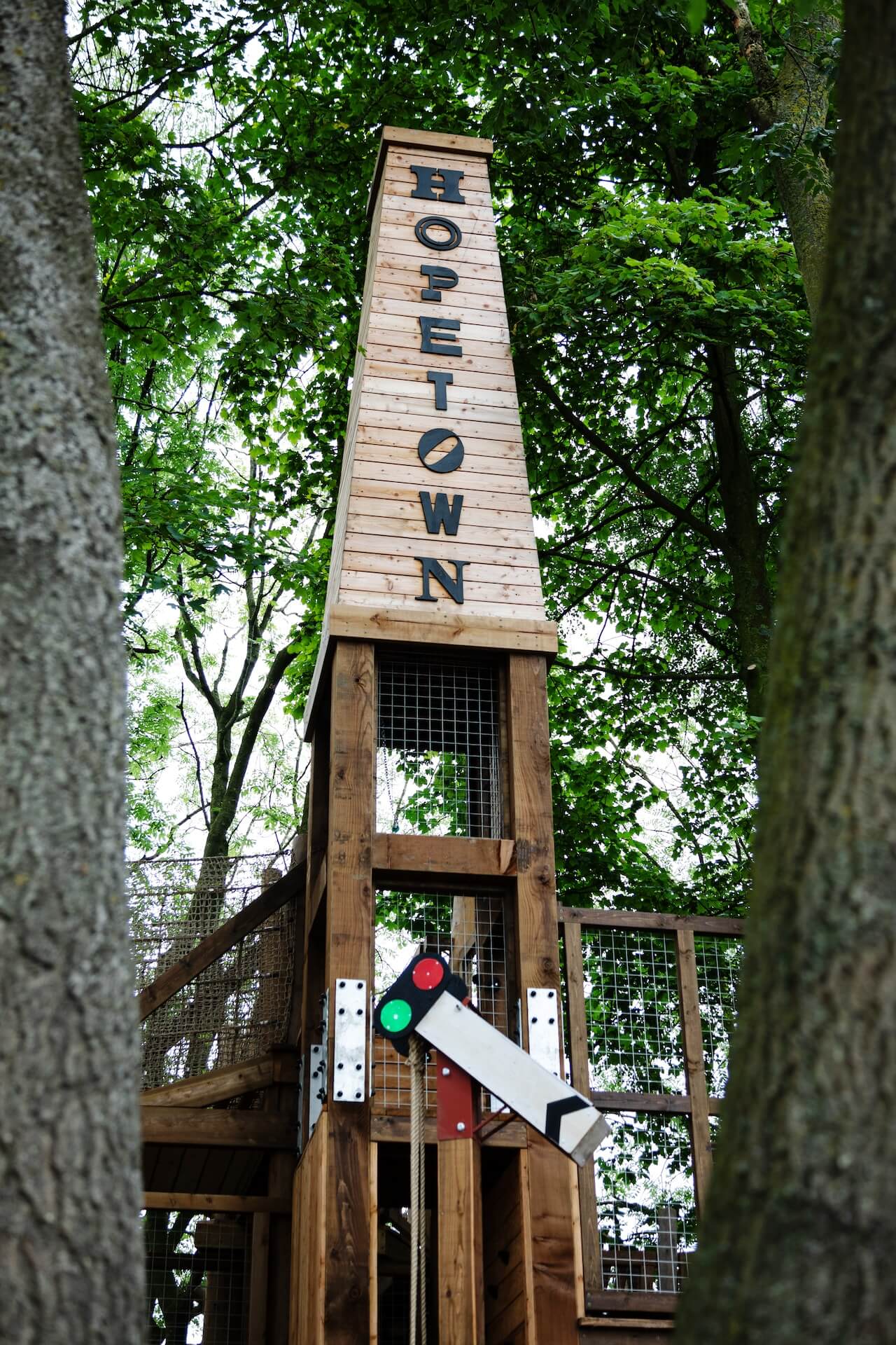 Signals and bell tower at Hopetown Darlington adventure play by CAP.CO with photography by Kev Foster