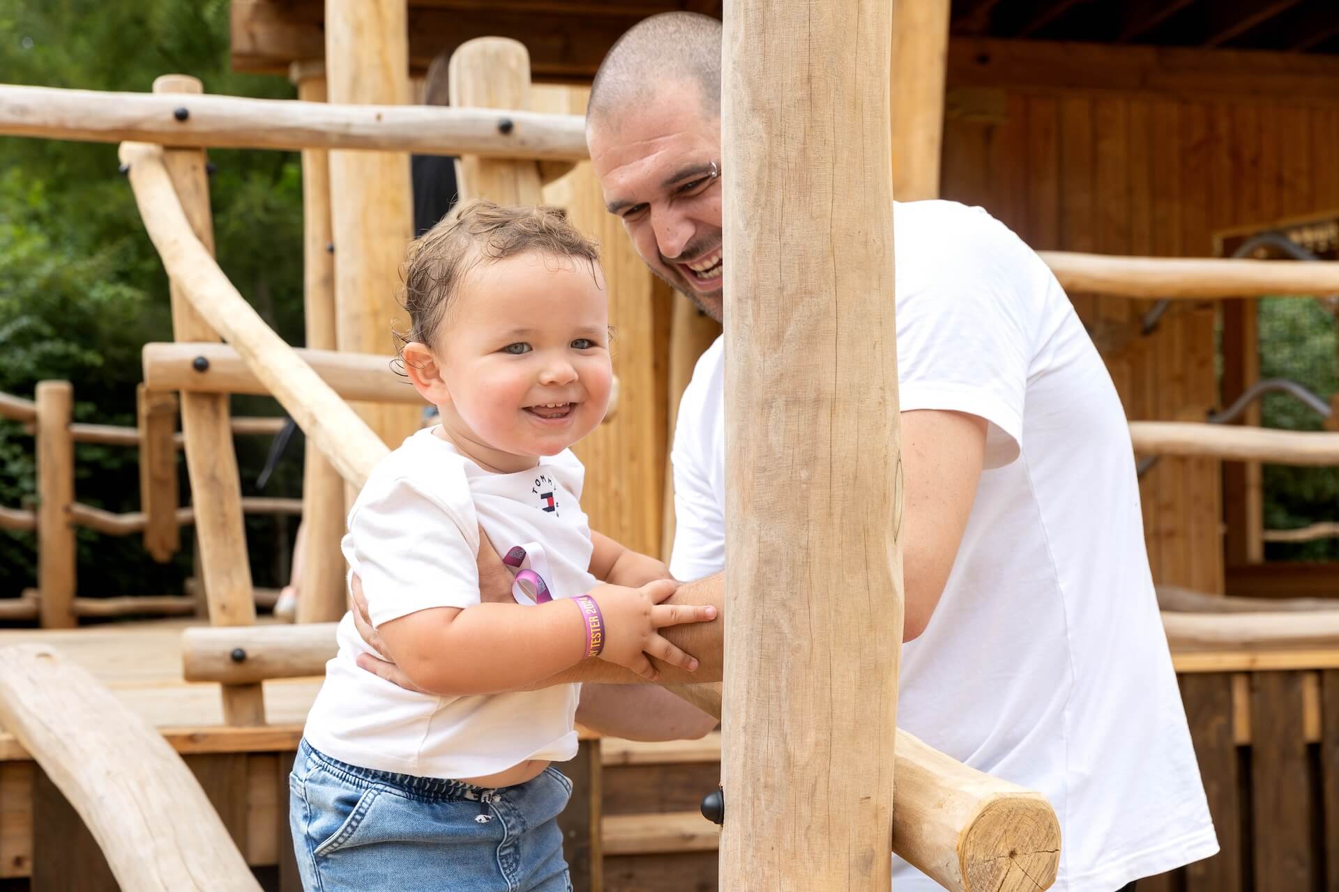 Dad and son fun at Explorers Basecamp at Bristol Zoo Project designed and built by CAP.CO
