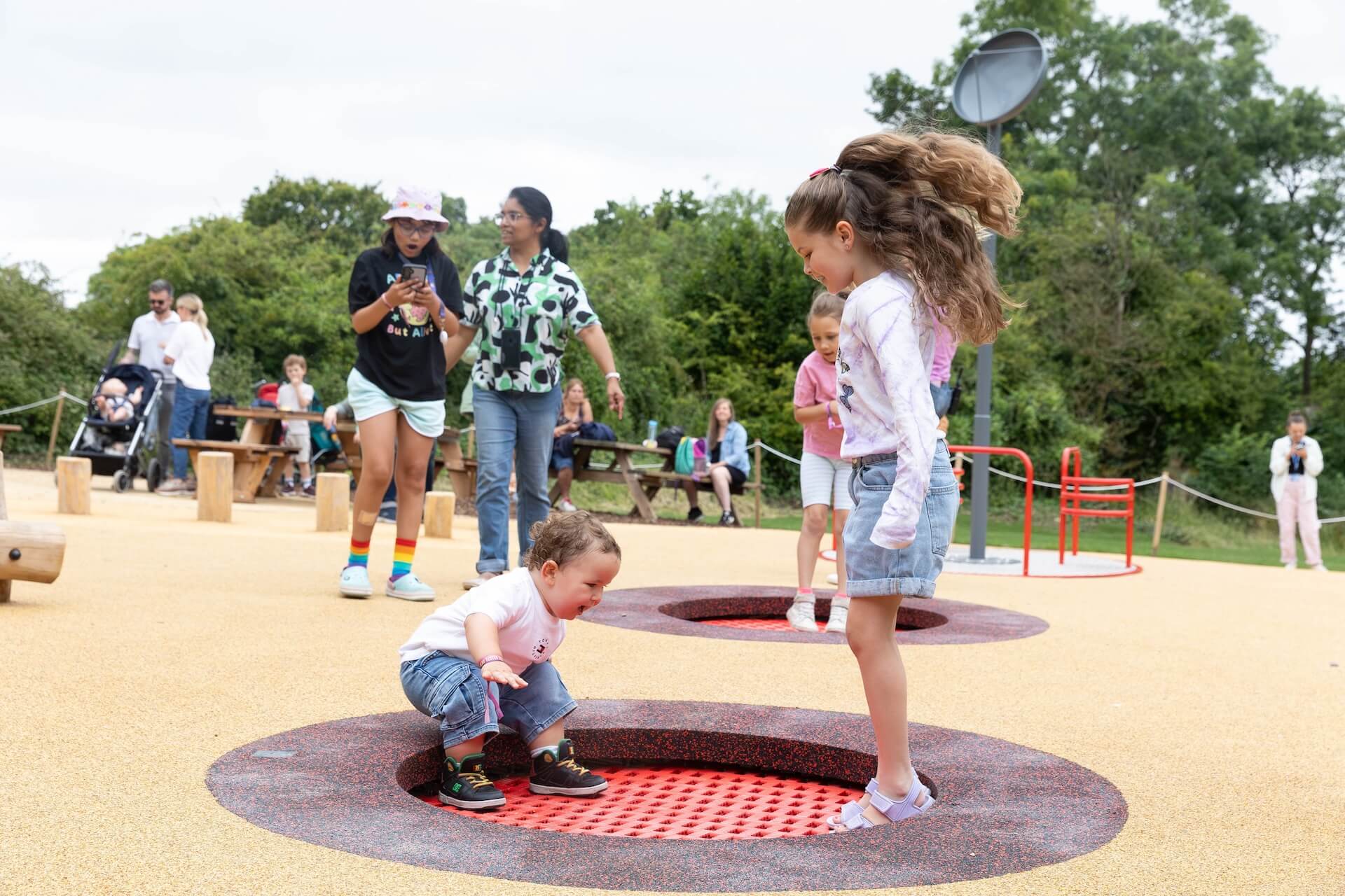 Easy to access trampolines at Bristol Zoo Project with adventure play by CAP.CO