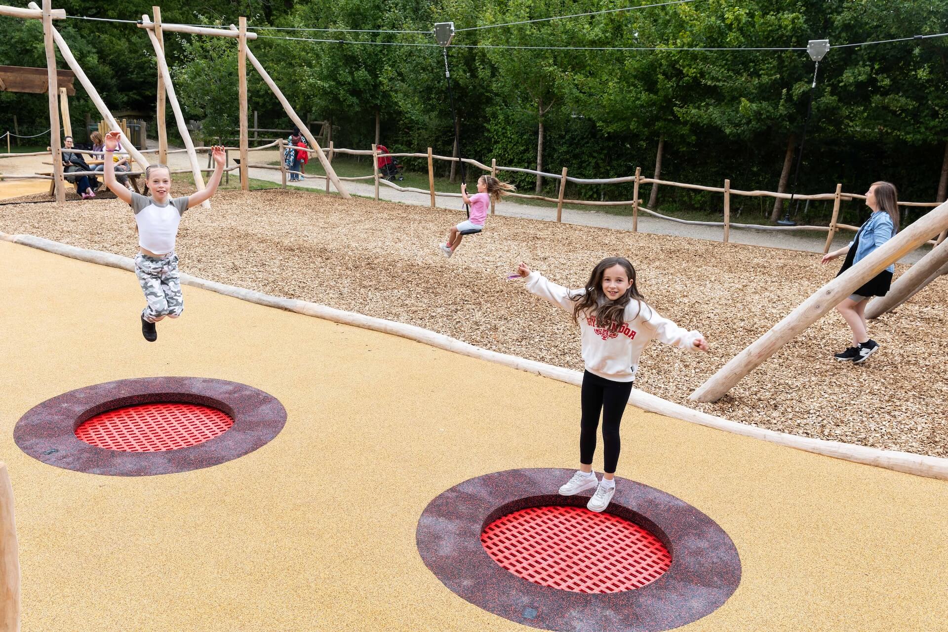 Sunken trampolines at Explorers Basecamp at Bristol Zoo Project designed and built by CAP.CO