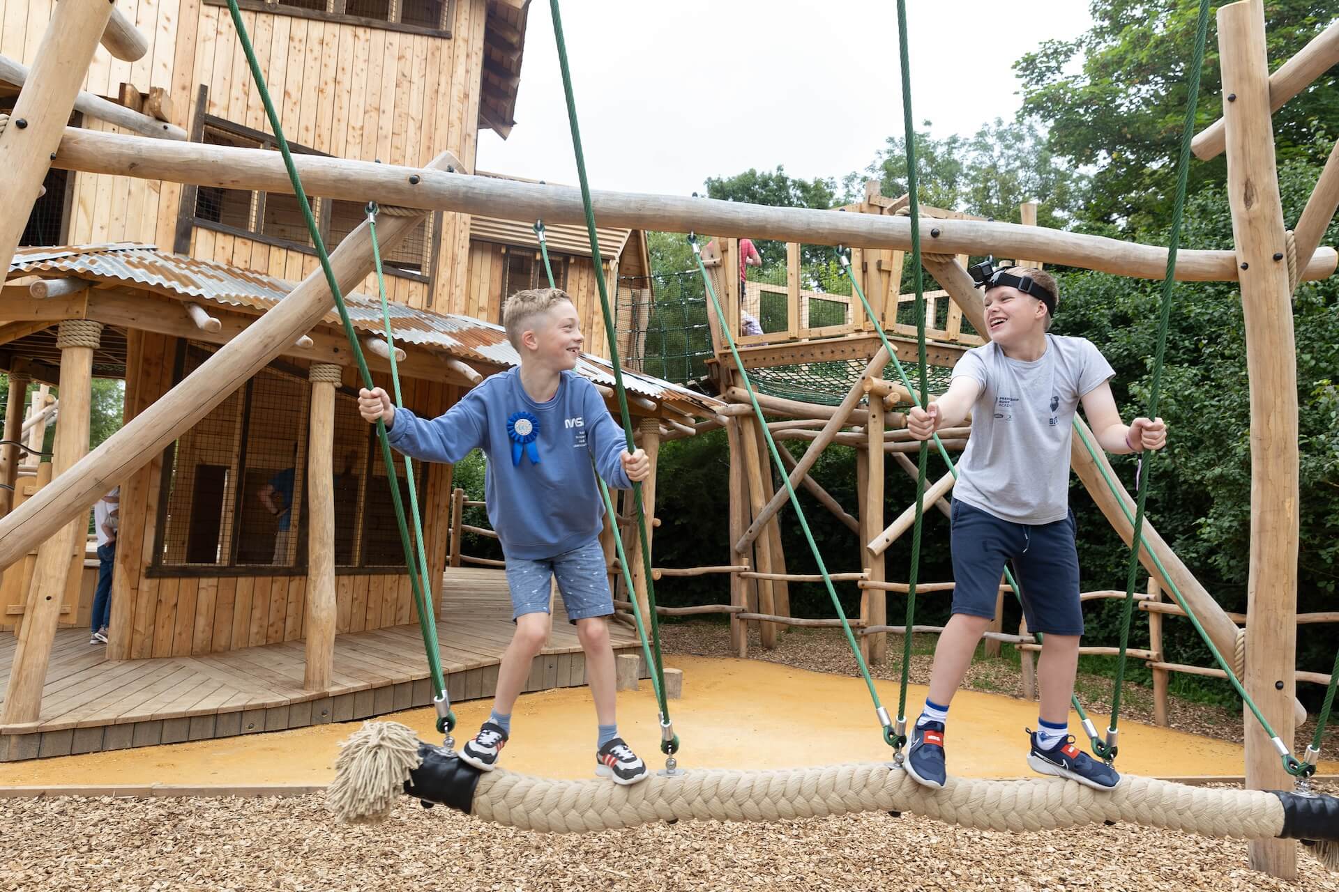 Swinging together at Explorers Basecamp at Bristol Zoo Project designed and built by CAP.CO