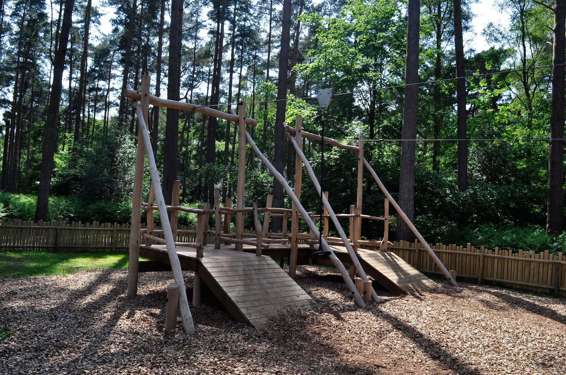 The twin zip wires as part of the Adventure Play at Sandringham Estate