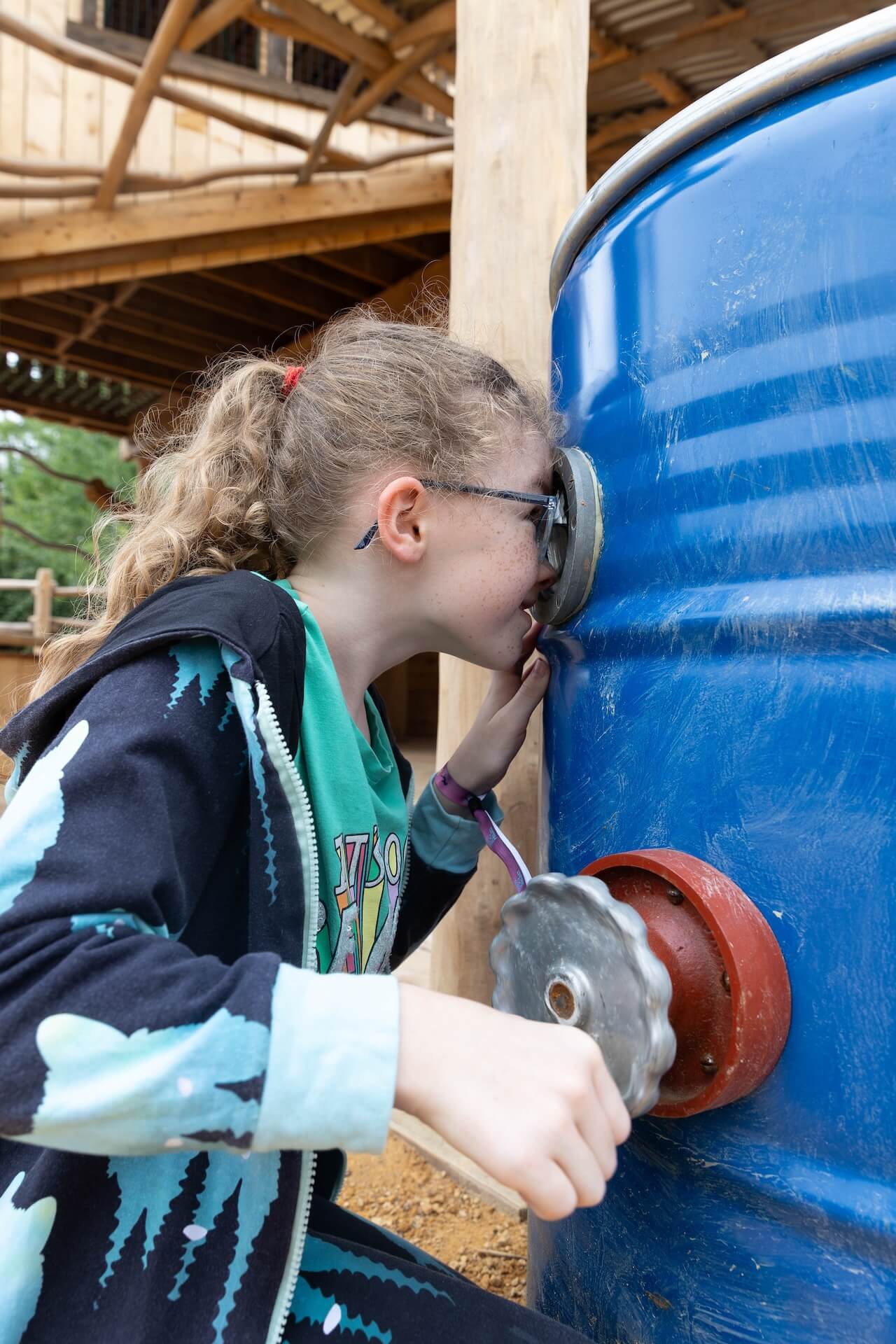 Whats inside the barrel at Explorers Basecamp at Bristol Zoo Project designed and built by CAP.CO