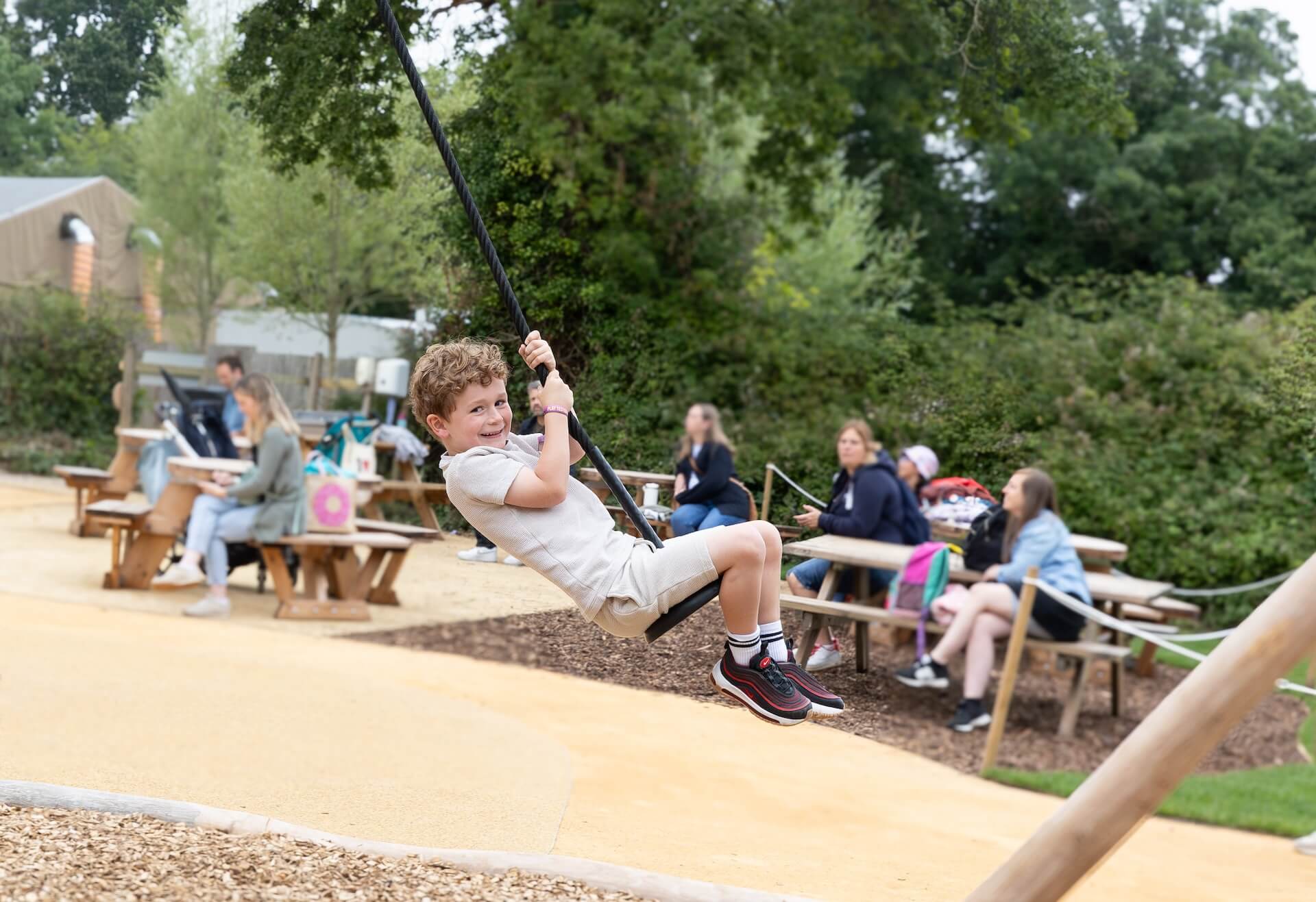 Zip Wire fun at Explorers Basecamp at Bristol Zoo Project designed and built by CAP.CO