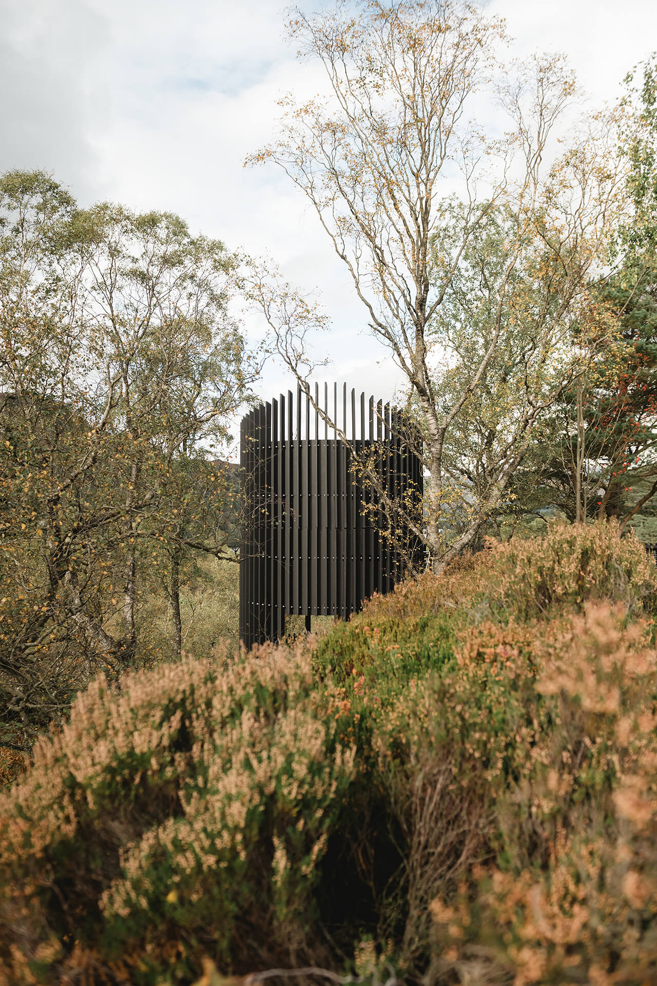 Architectural image of the CAPCO built Roderick Dhu lookout tower at Loch Katrine photography by Lindsey Mack