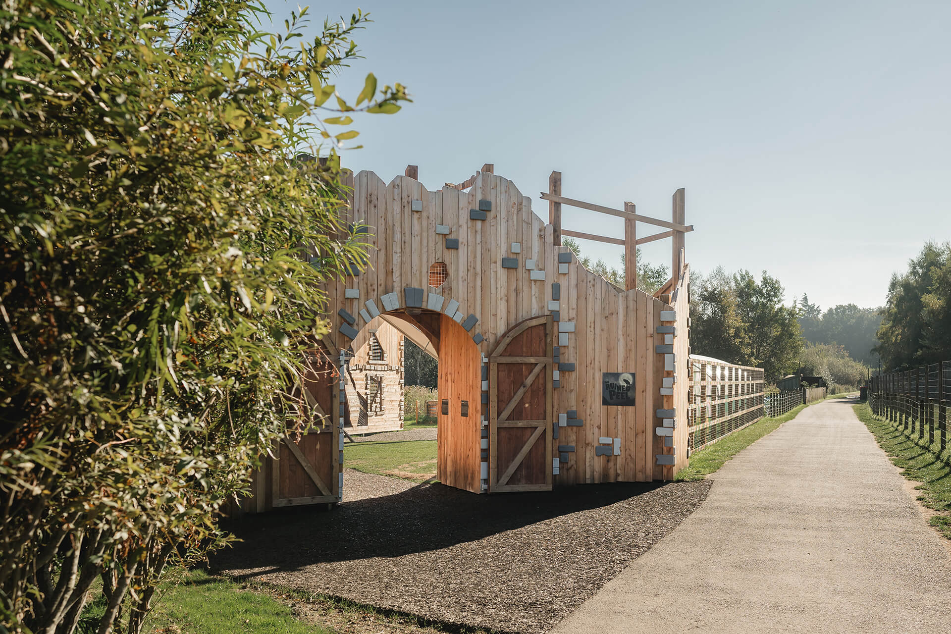Entrance to CAP.CO built adventure playground at Almond Valley photography by Lindsey Mack
