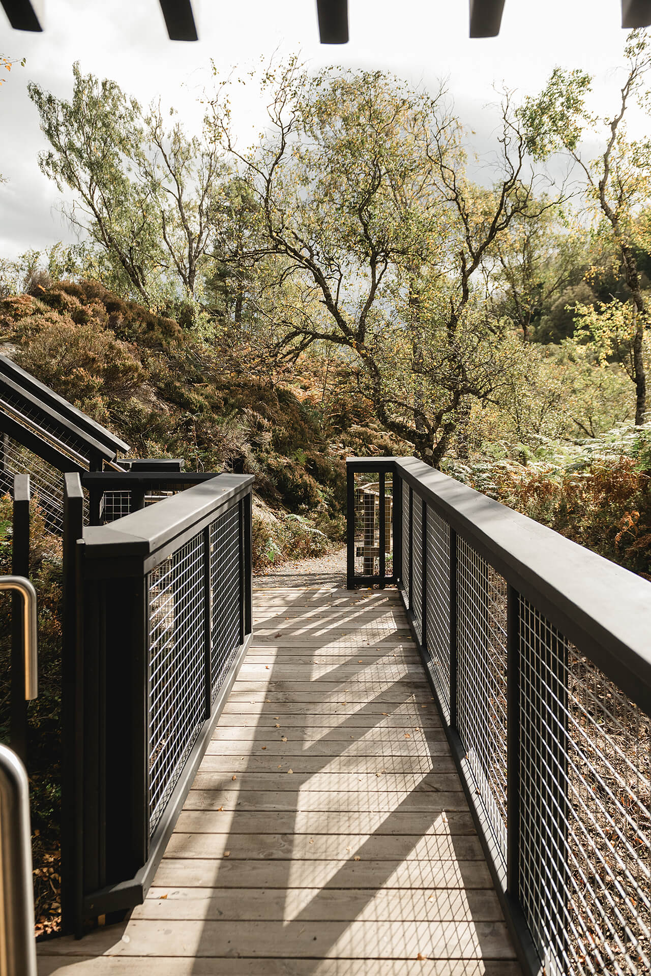 Image of a walkway built by CAPCO at Roderick Dhu lookout tower at Loch Katrine photography by Lindsey Mack