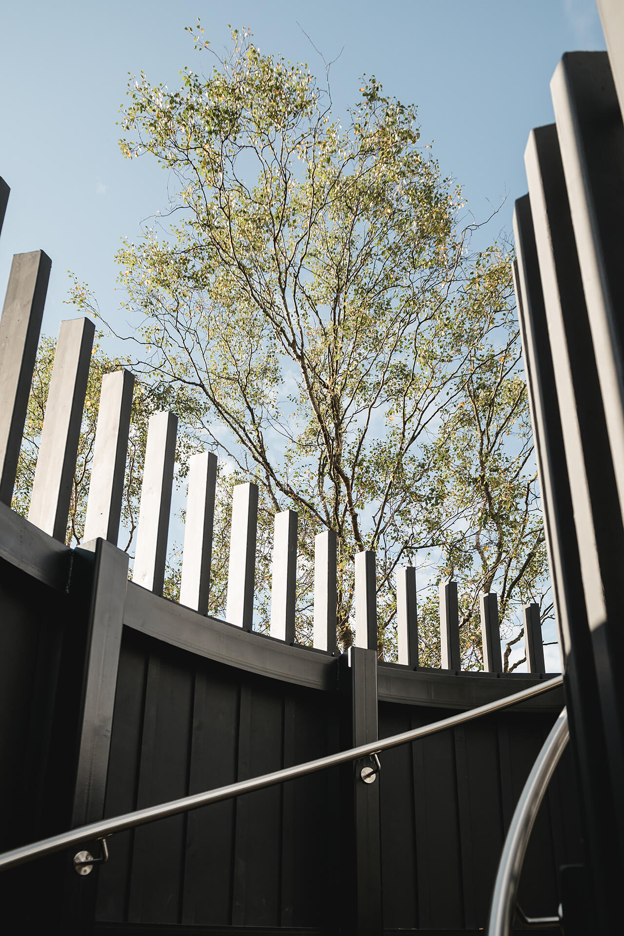 Image of the cladding on the CAPCO built Roderick Dhu lookout tower at Loch Katrine photography by Lindsey Mack