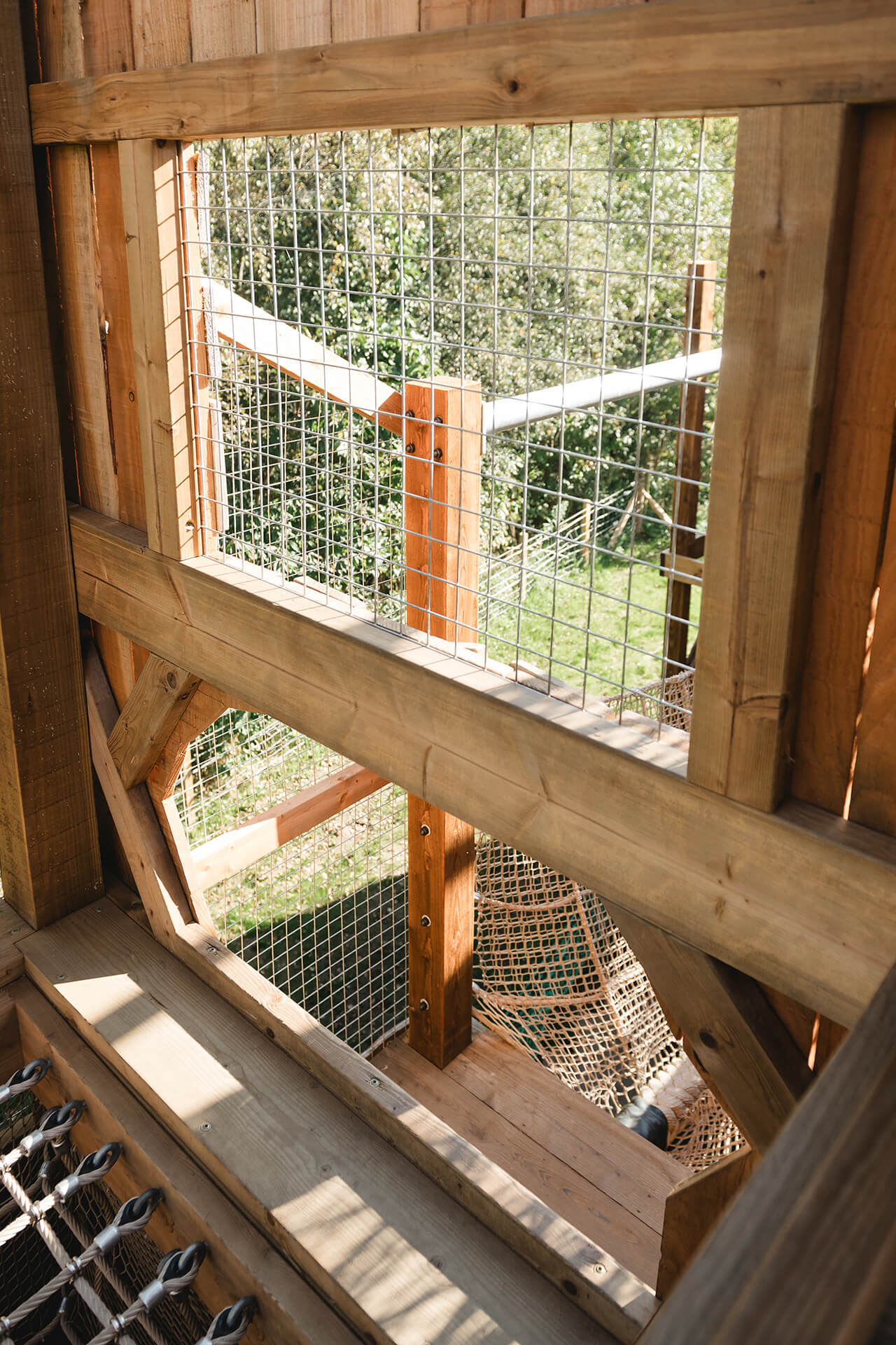 Internal detail image of a climbing feature at the CAP.CO built adventure playground at Almond Valley photography by Lindsey Mack