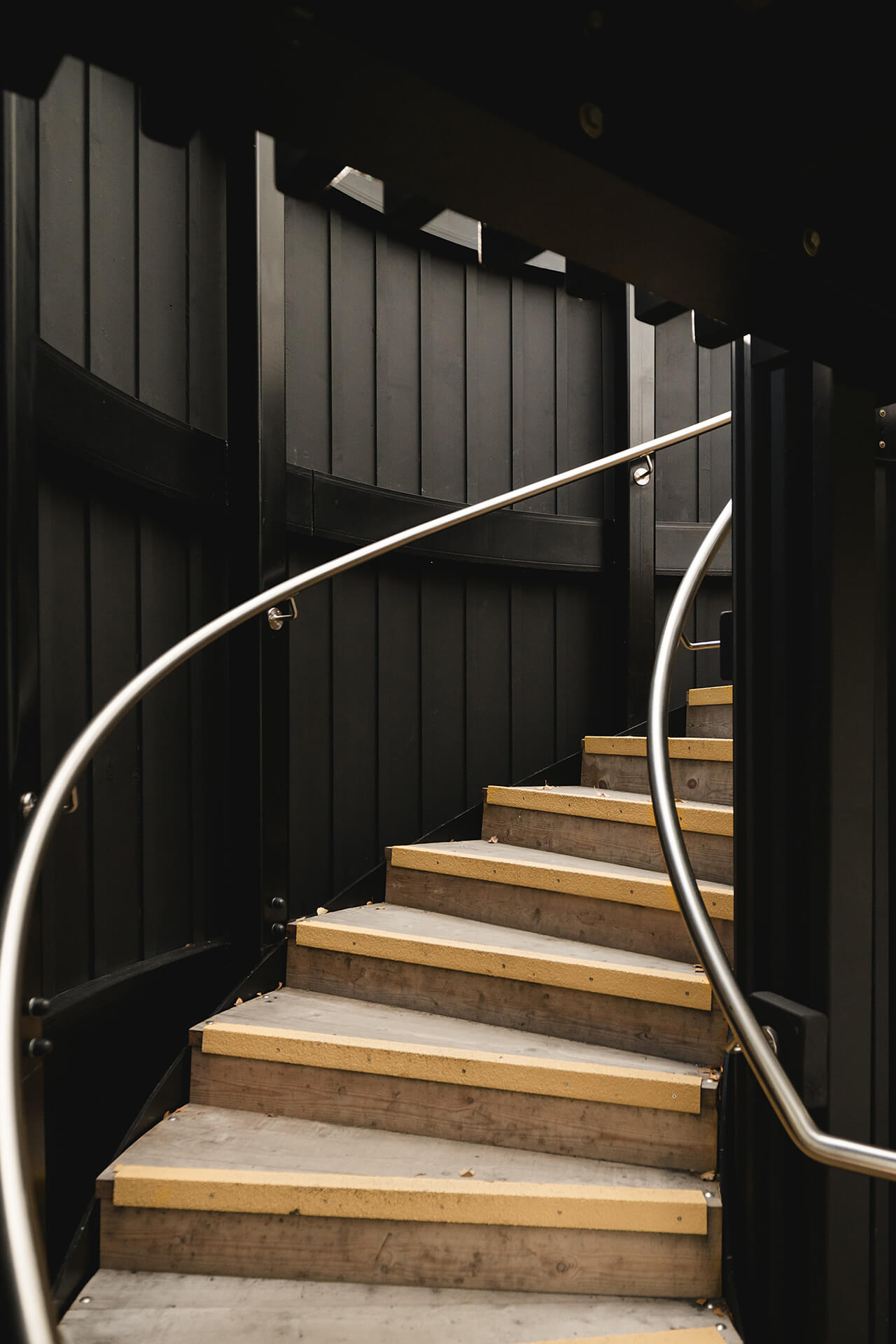 Internal image of the towers staircase built by CAPCO at Loch Katrine photography by Lindsey Mack
