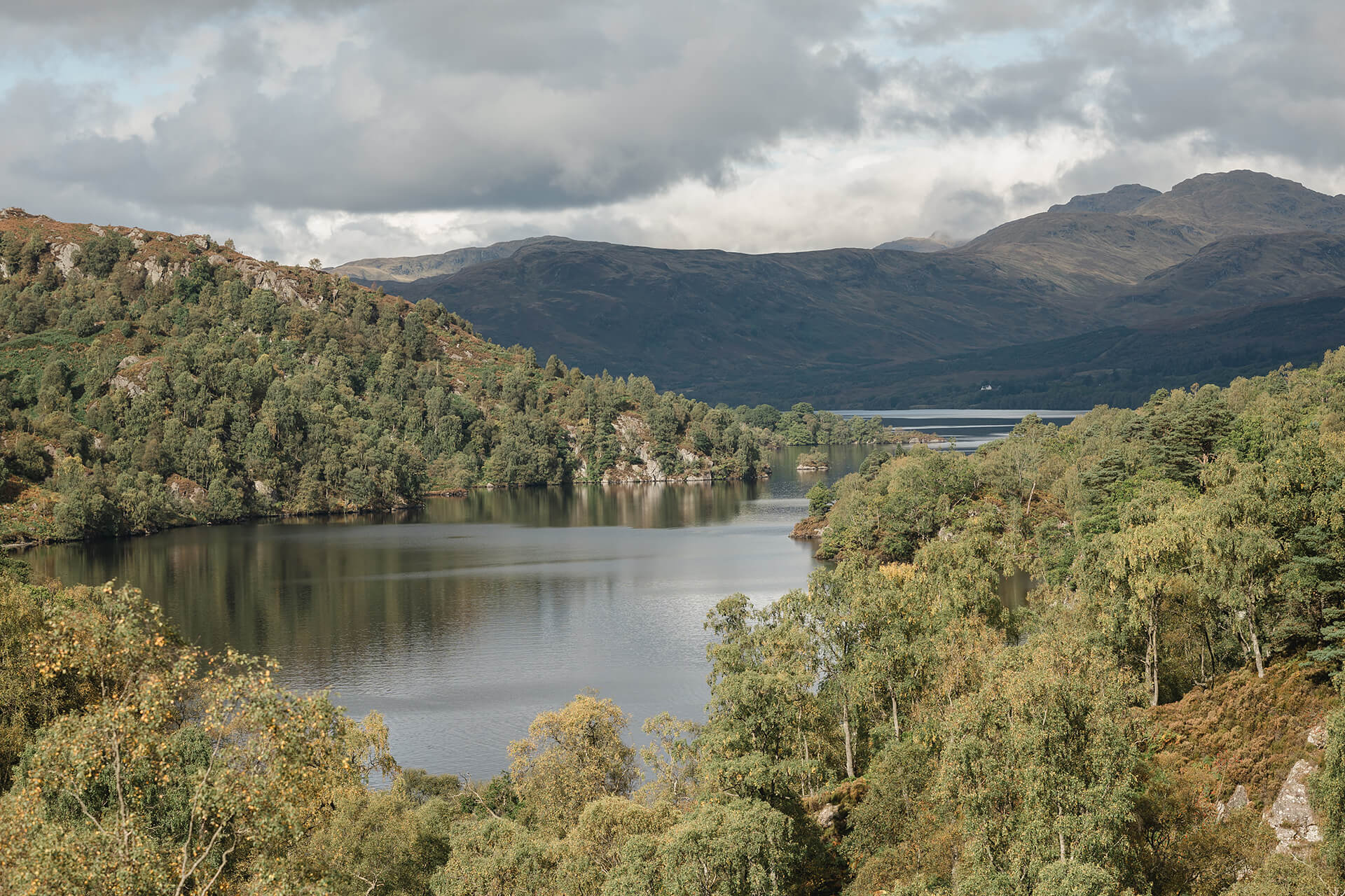 Landscape view from the CAPCO built Roderick Dhu lookout tower at Loch Katrine photography by Lindsey Mack