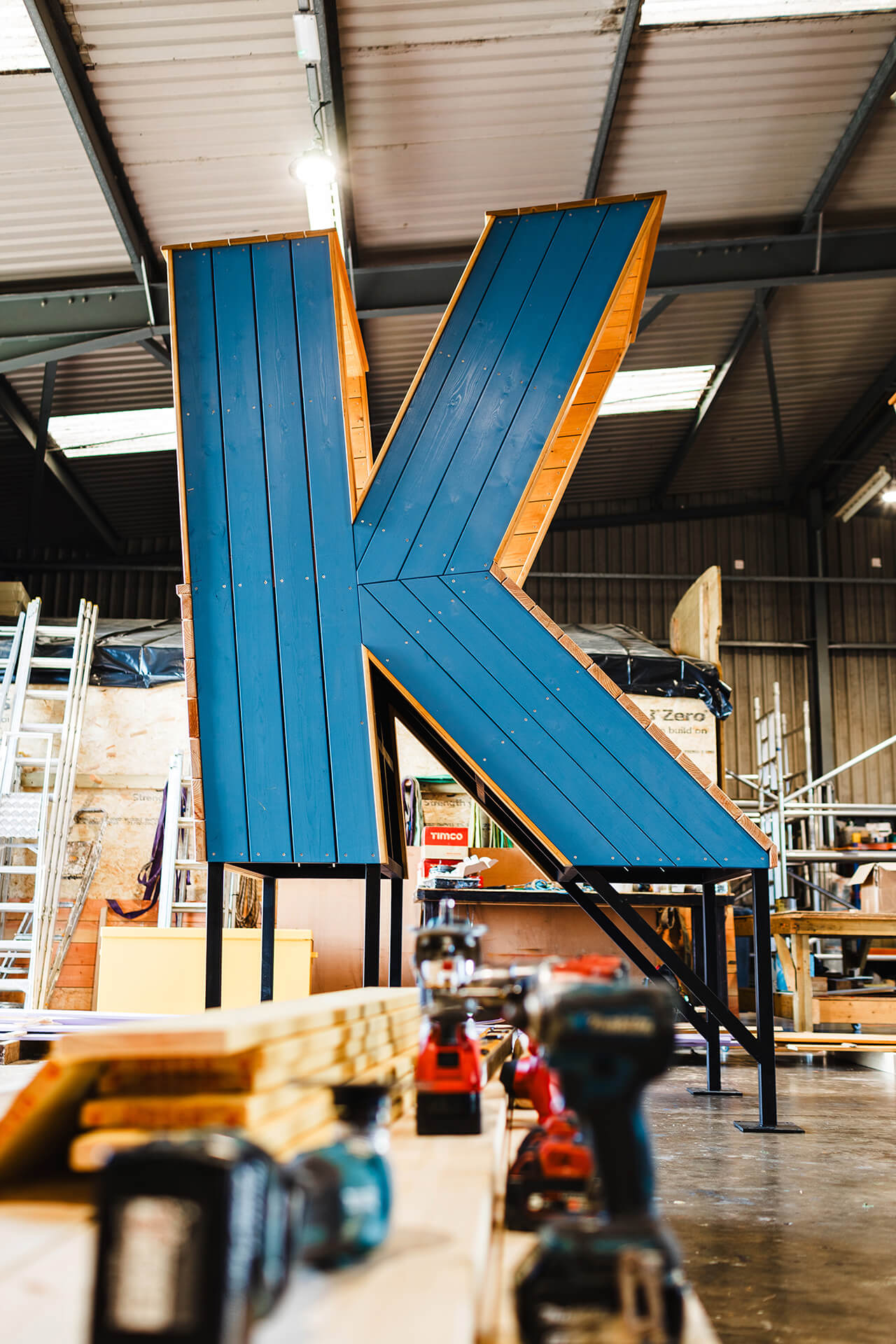 CAPCO workshop prefabricating a play structure for Poringland school photography by Kev Foster