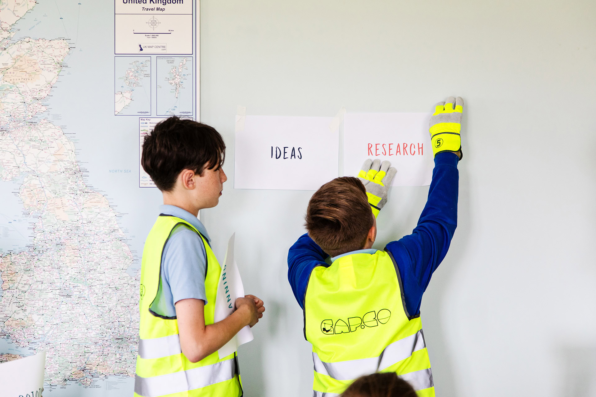 Two children learning about the design and research process at CAPCO photography by Kev Foster