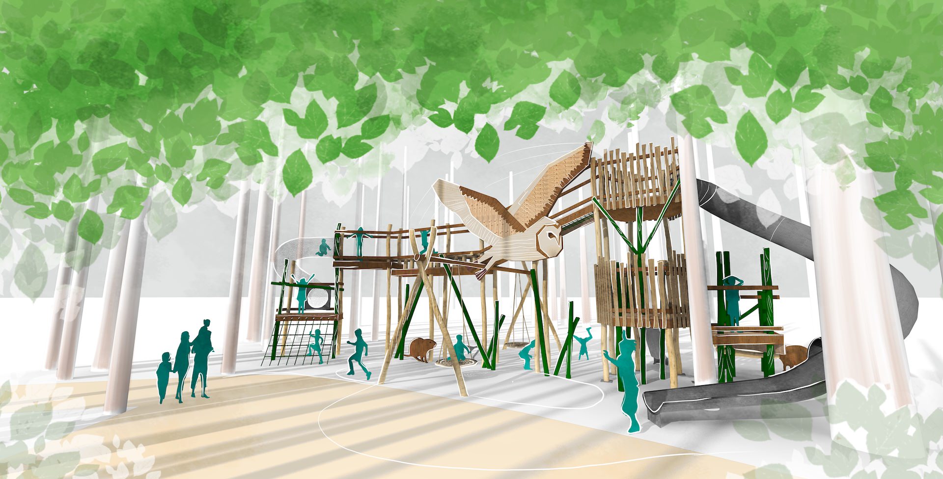 Design development for the adventure play at the Belfry by CAP.Co