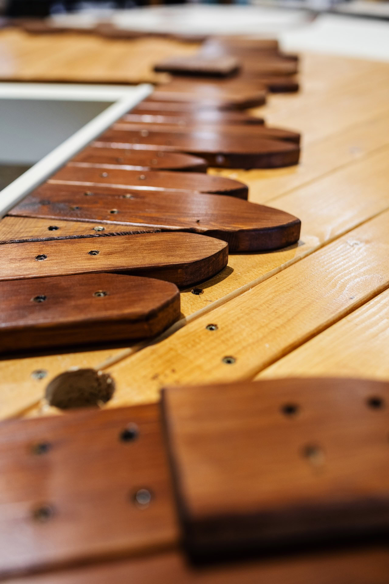 Edge details of the new adventure play being assembled in the CAP.CO workshop