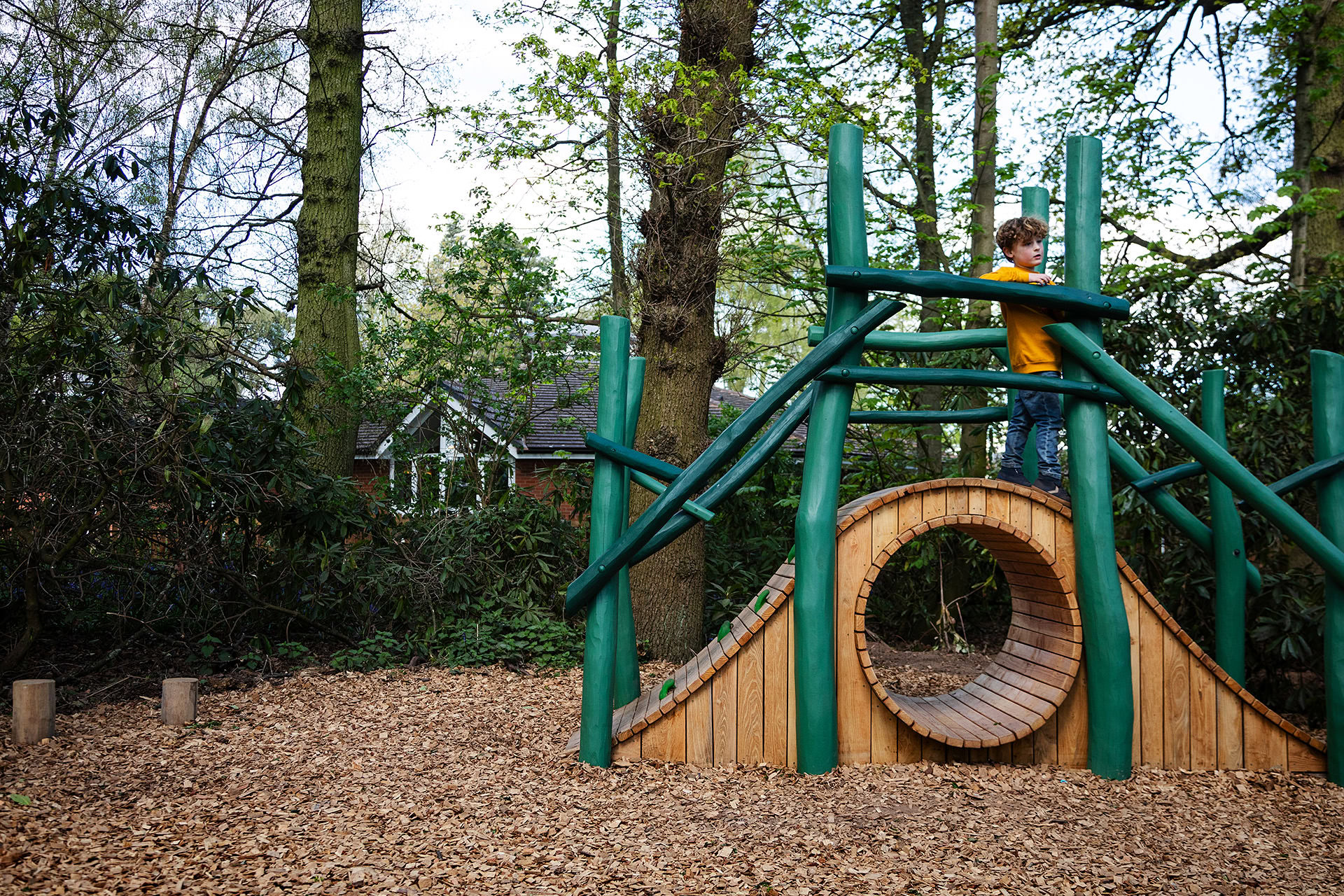The Hoppers Hollow trail in the Woodland Adventures playground at The Belfry Hotel built and designed by CAP.CO photography by Kev Foster