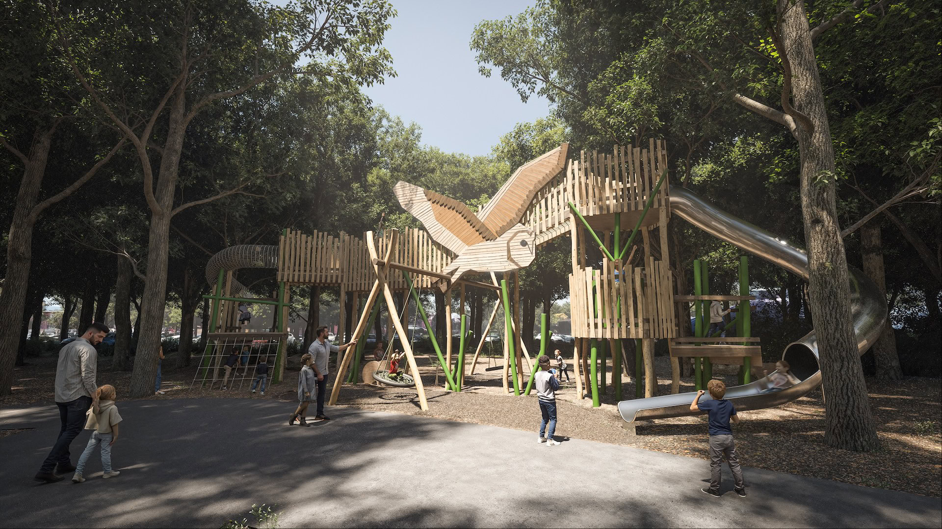 The owl play as part of the adventure play at the Belfry by CAP.Co