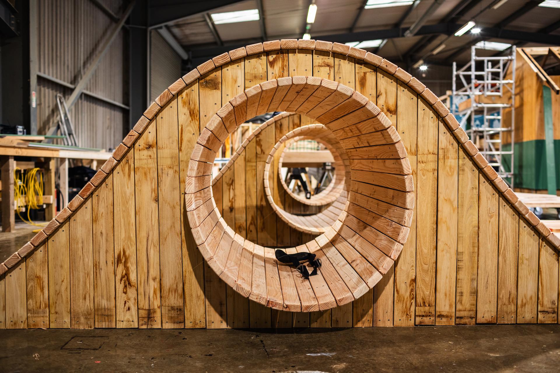 View through the openings of the Rabbit Ground play being created at the CAP.CO workshop